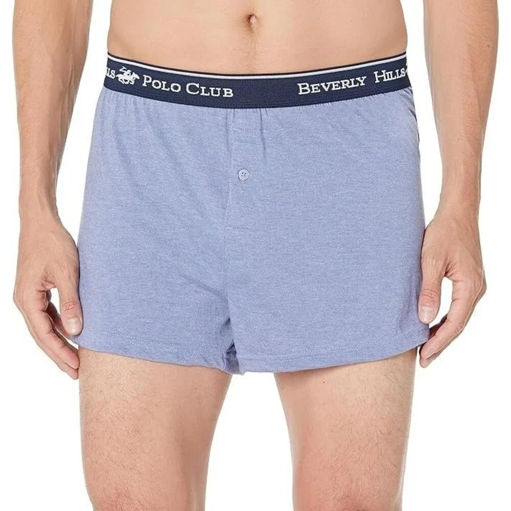 8-Pack Beverly Hills Polo Club Men's Boxer Briefs MEDIUM Navy Grey Light Blue